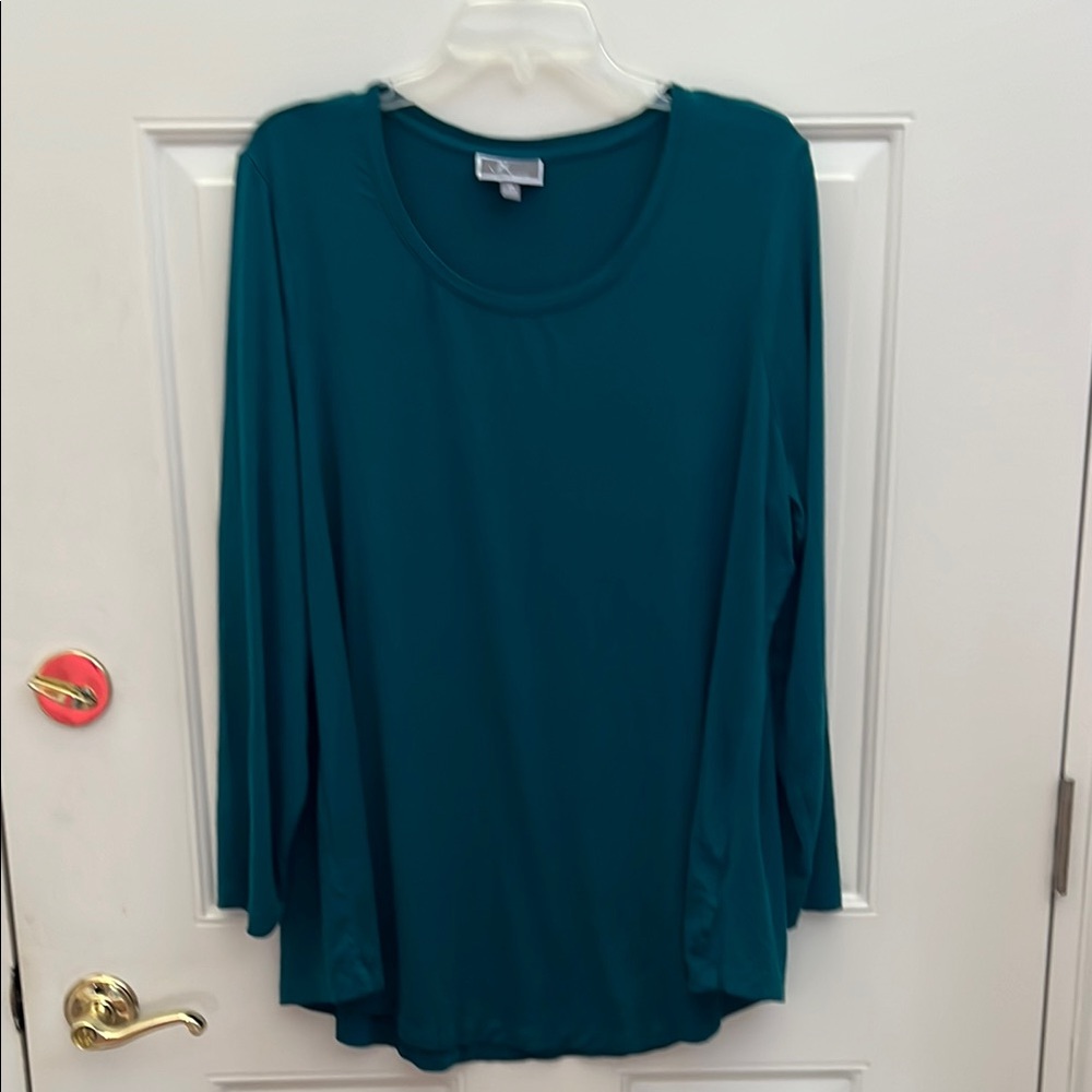 J M Collection Teal Long Sleeve Tee.  2X